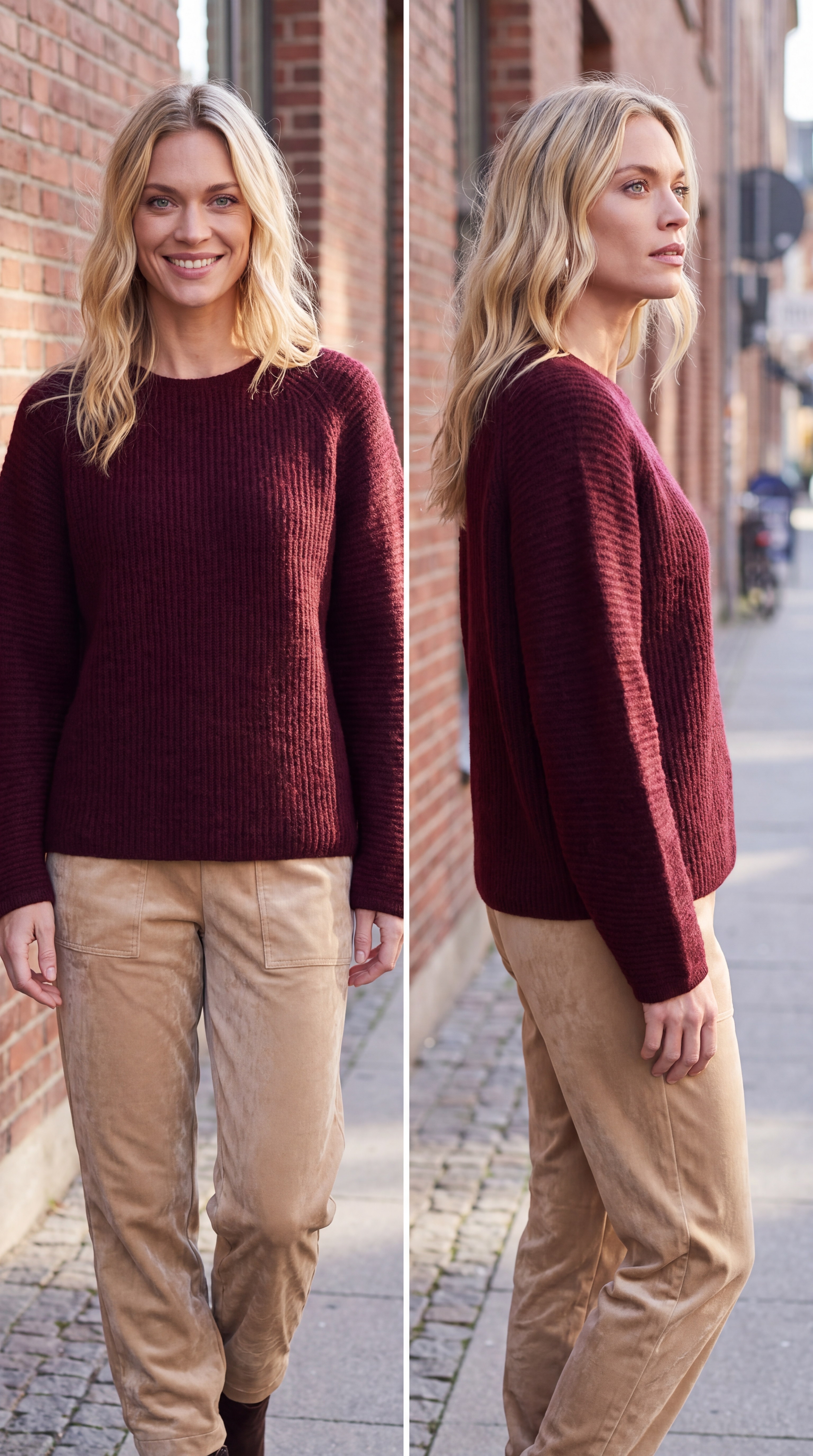 Dámsky mohérový oversize pulóver s raglánovým rukávom BROADWAY BURGUNDY s.WEAR 4